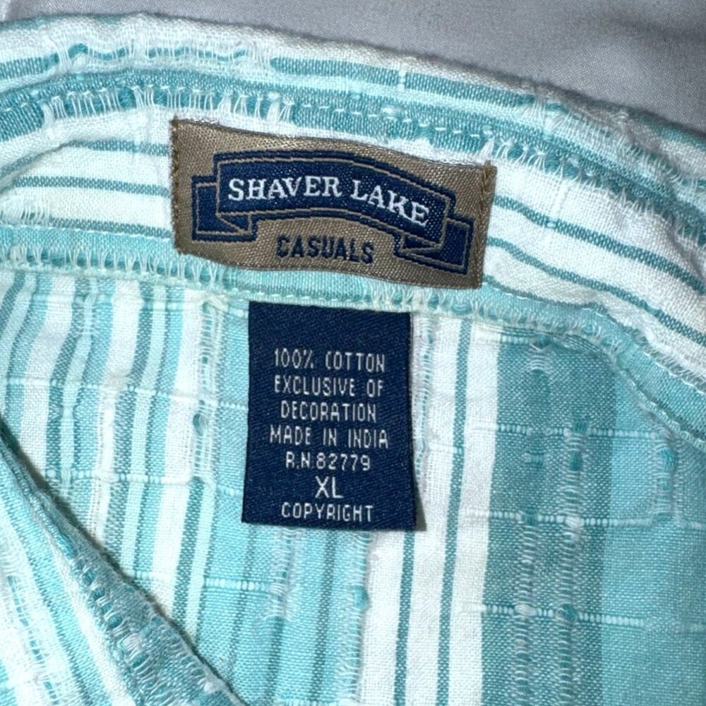Shaver Lake Casuals Blue & White Striped Button-Up Shirt Womens XL Lightweight - Picture 2 of 6